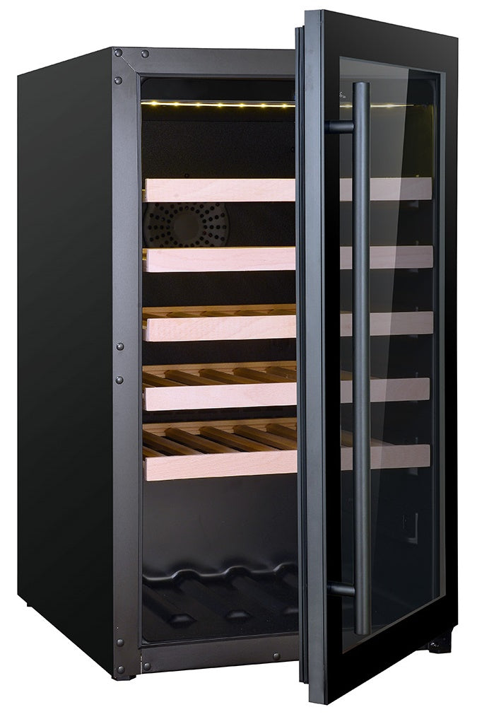 Wijnkoelkast 118L Glasdeur | 49 flessen | Zwart | +5°C/+20°C | Geforceerd | 485x600x820(h)mm