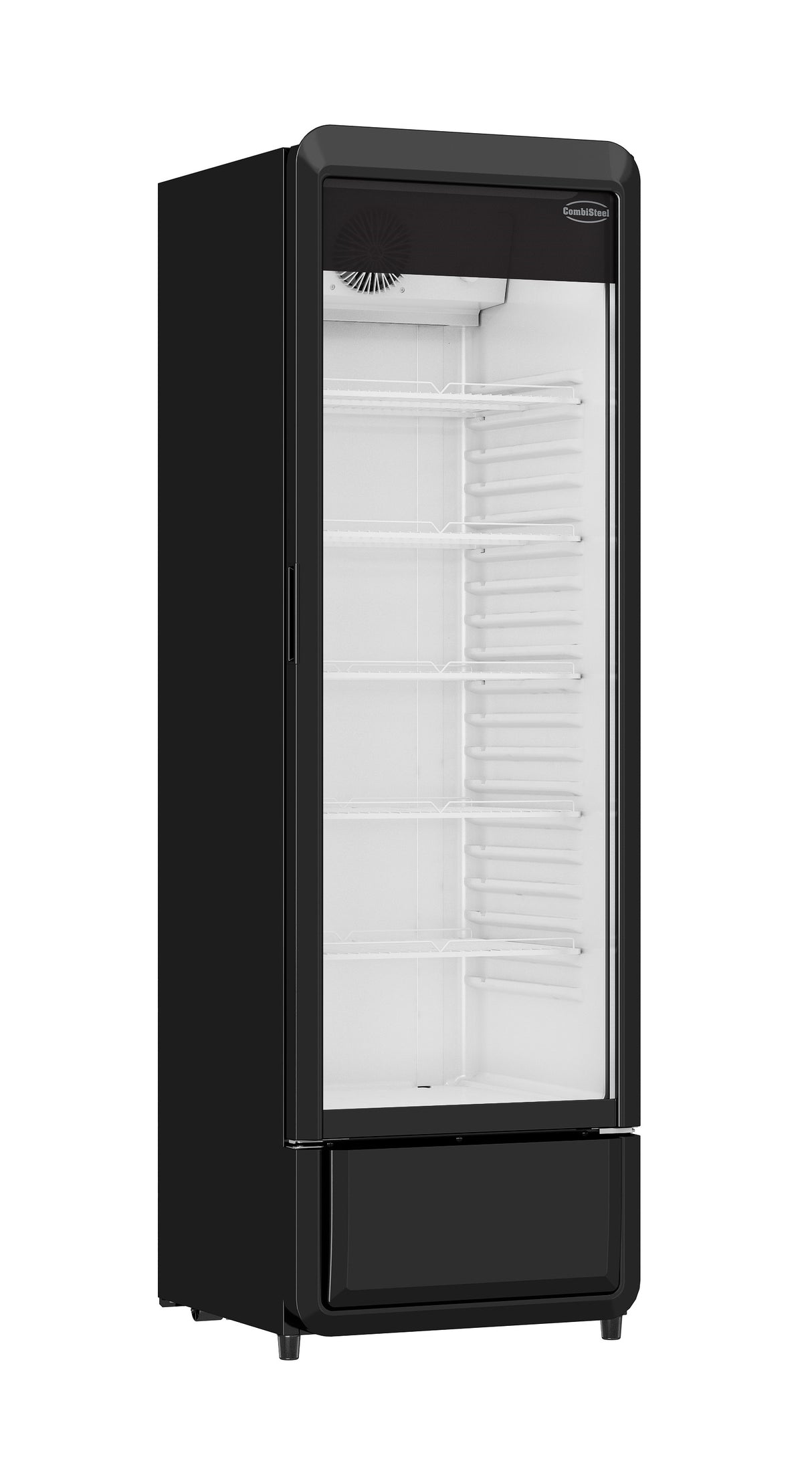 Glasdeur Koelkast | 280L | Zwart | +1°C/+10°C | Geforceerd | Wielen | 540x560x1725(h)mm