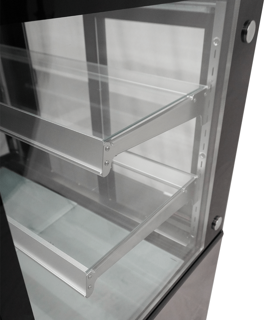Koelvitrine | 270L | Zwart/RVS | +2°C/+8°C | 3 Schappen | 915x675x1210(h)mm