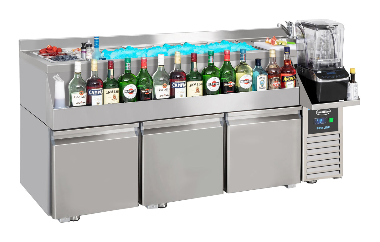 Gekoeld Bar-/Cocktailstation | PRO LINE | 280L | 3 Deuren | -2°C/+8°C | 1700x700x1000(h)mm