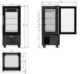 Gebaksvitrine Koel | 280L | Zwart | +2°C/+8°C | Geforceerd | 5 Schappen | 650x650x1500(h)mm