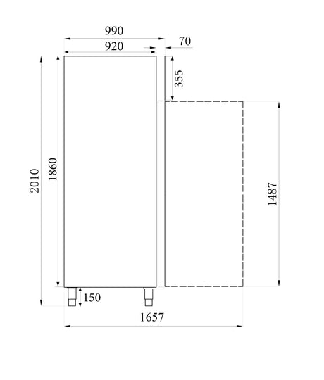 Bakkers-vrieskast | RVS | 737L | -18°C/-22°C | Geventileerd | 740x990x2010(h)mm