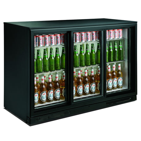 Barkoeler | 3 Schuifdeuren | Zwart | 298L | 0°C/+10°C | Geforceerd | 1335x500x900(h)mm