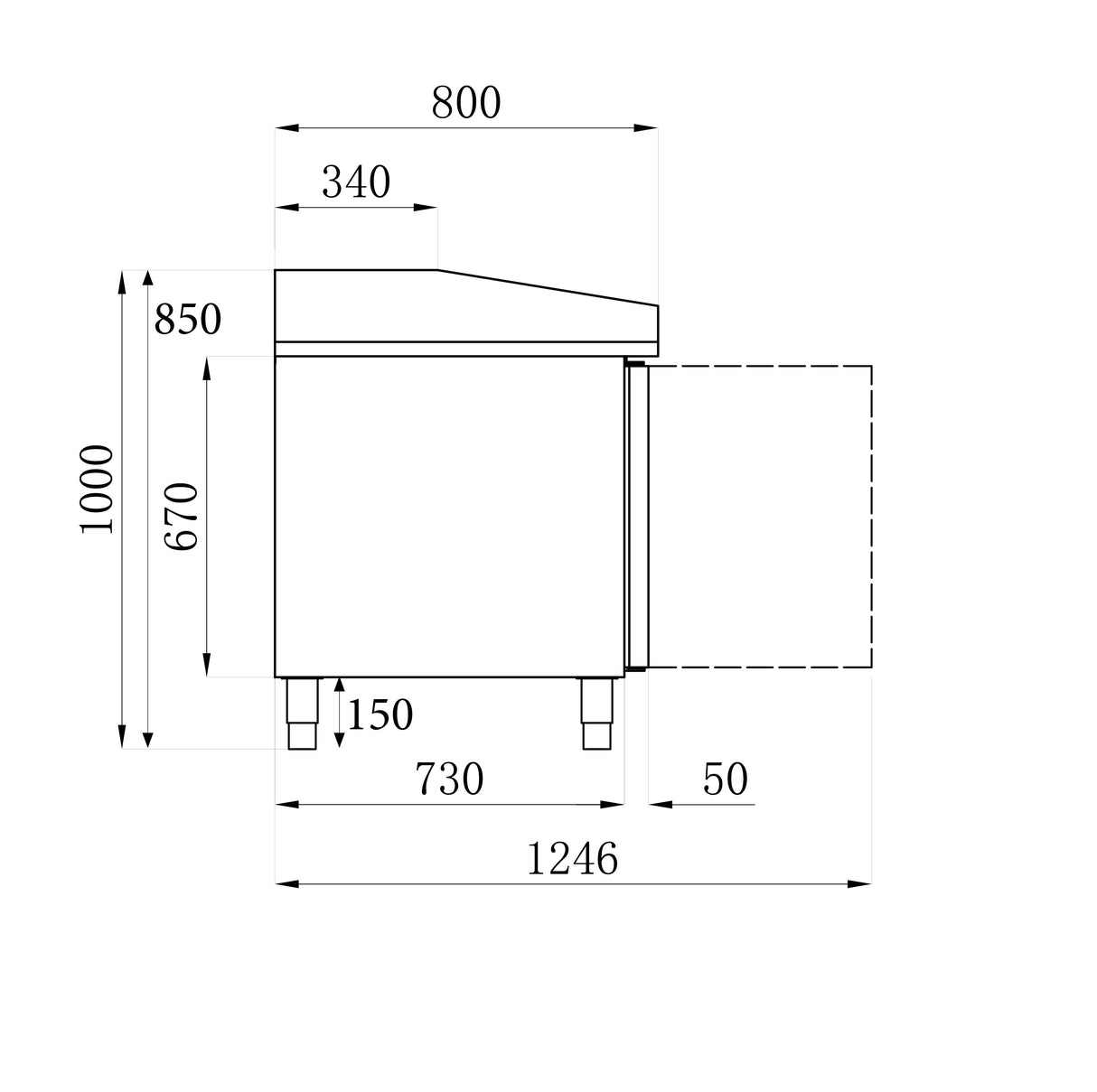 Pizzawerkbank | 580L | 2 Deuren + 7 Deegladen | +2°C/+8°C | Geforceerd | 2025x800x1000(h)mm