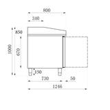 Pizzawerkbank | 580L | 2 Deuren + 7 Deegladen | +2°C/+8°C | Geforceerd | 2025x800x1000(h)mm