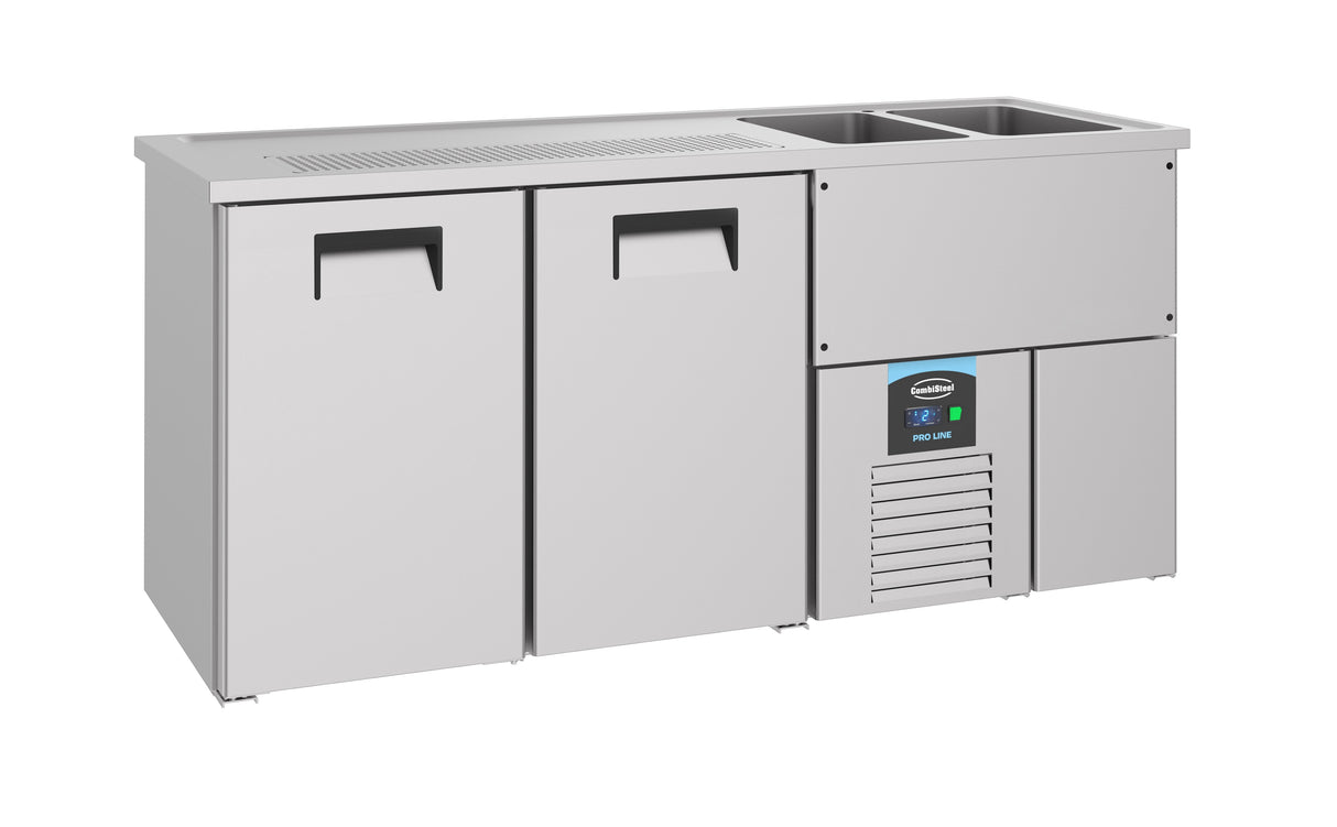Vatenkoeler | PRO LINE | 2 Deuren | -2°C/+8°C | Geforceerd | Spoelbak (Rechts) | 1950x700x950(h)mm
