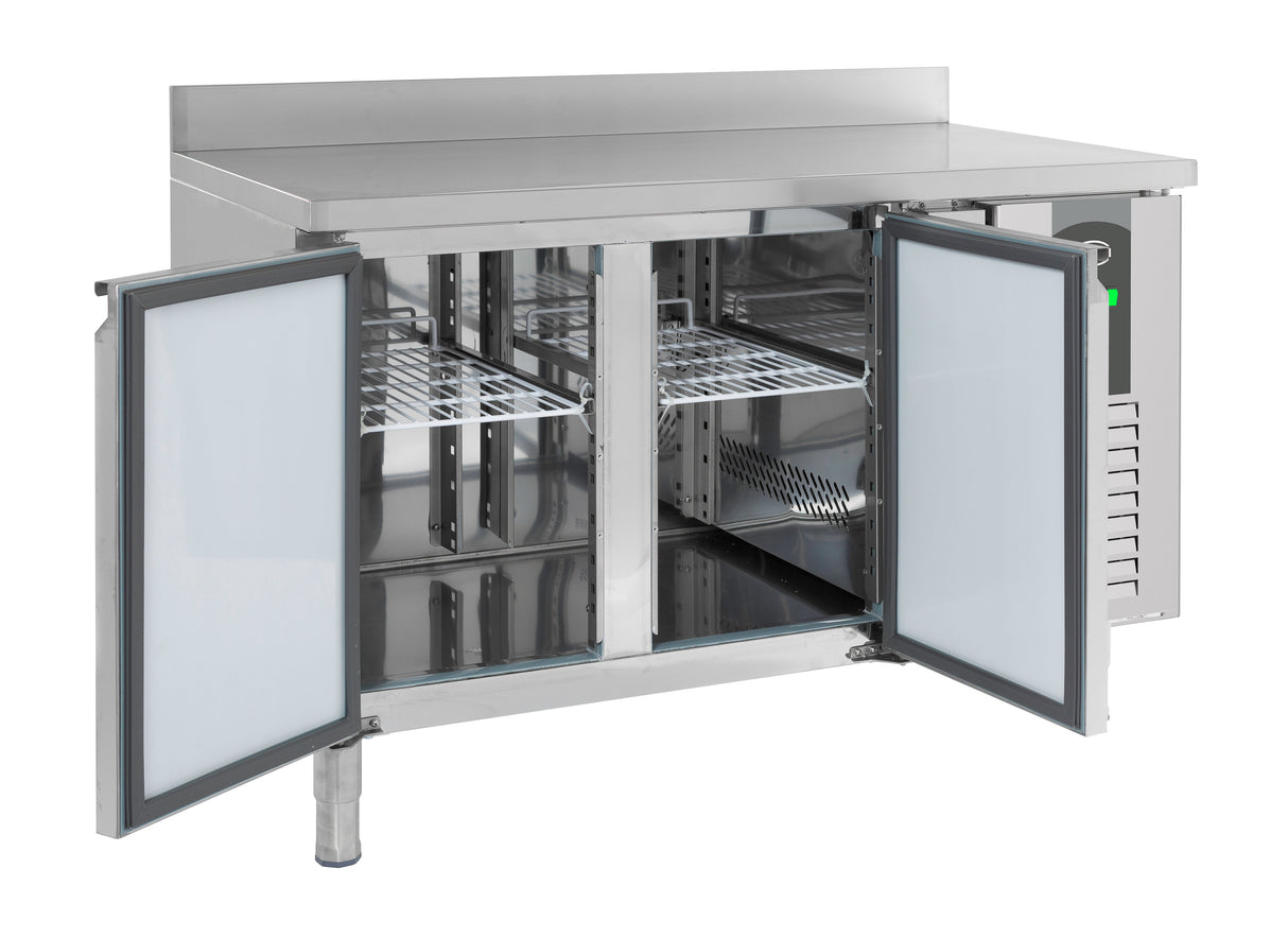 Koelwerkbank | Opstaande Rand | 314L | 2 Deuren | +2°C/+8°C | Geforceerd | 1360x700x850/950(h)mm