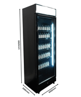 Drankenkoeling met lichtbak | 400L | Zwart | +2°C/+10°C | Statisch | Wielen | 650x595x1950(h)mm