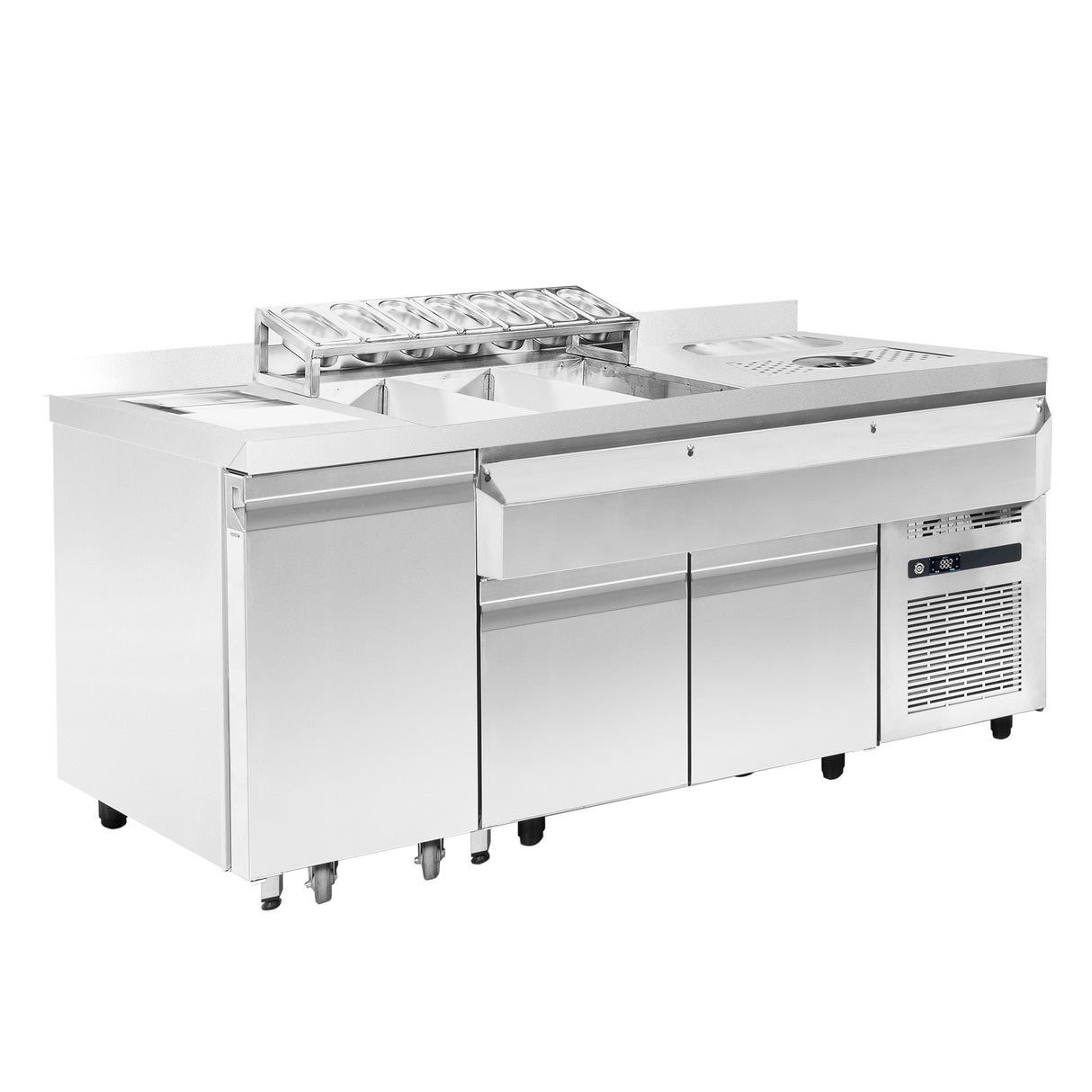 Gekoeld Bar-/Cocktailstation | RVS | 3 Gekoelde Laden (-1°C/+8°C) | 1790x700x875/990(h)mm