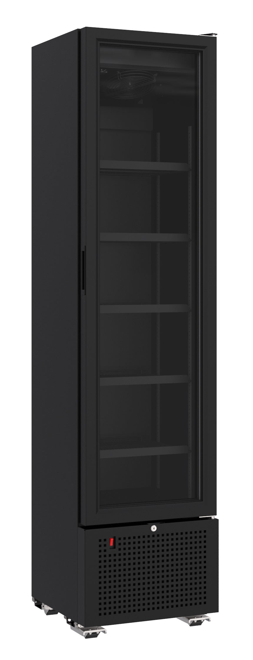 Drankenkoeling zwart | 221L | Glasdeur | +4°C/+10°C | Statisch met Ventilator | 450x497x1881(h)mm