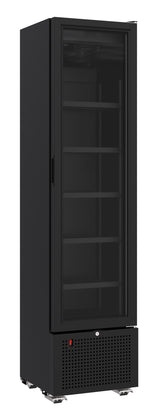 Drankenkoeling zwart | 221L | Glasdeur | +4°C/+10°C | Statisch met Ventilator | 450x497x1881(h)mm