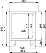 Koelwerkbank | ENERGY LINE | 632L | 4 Deuren (1/1 GN) | -2°C/+8°C | Geforceerd | Achteropstand | 2270x700x860(h)mm