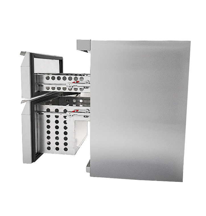 Koelkast | Energiezuinig | 101L | RVS | +2°C/+8°C | Geforceerd | 2 Laden | 600x605x810(h)mm