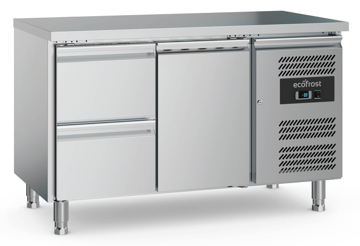 Koelwerkbank | 291L | 1 deur 2 laden | +2°C/+8°C | Geforceerd | 1360x700x860(h)mm