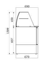 Gekoeld saladette met glasopstand | 2x 1/1 GN 2,5x 1/1 GN PAN | +2°C/+8°C | Statisch met ventilator | 900x700x850/1310(h)mm