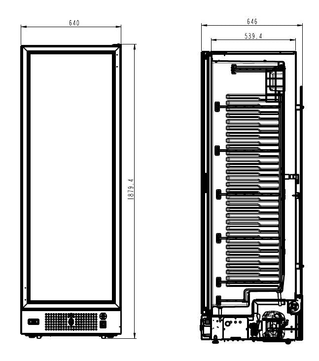 Glasdeur Vrieskast | Wit | 382L | 1 Deur | -18°C/-24°C | Statisch | 640x670x1875(h)mm