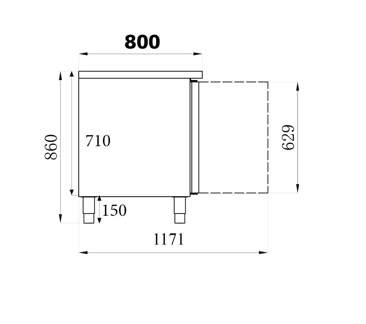 Bakkers-koelwerkbank | 428L | 2 Deuren | +2°C/+8°C | Geforceerd | 1510x800x860(h)mm