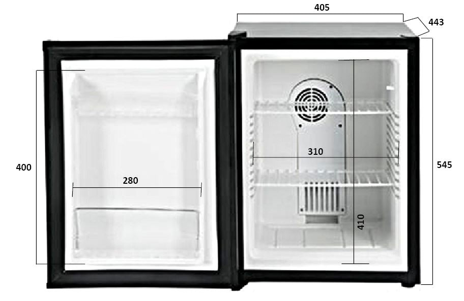 Minibar | 50L | Zwart | +6°C/+15°C | Statisch | 405x443x545(h)mm