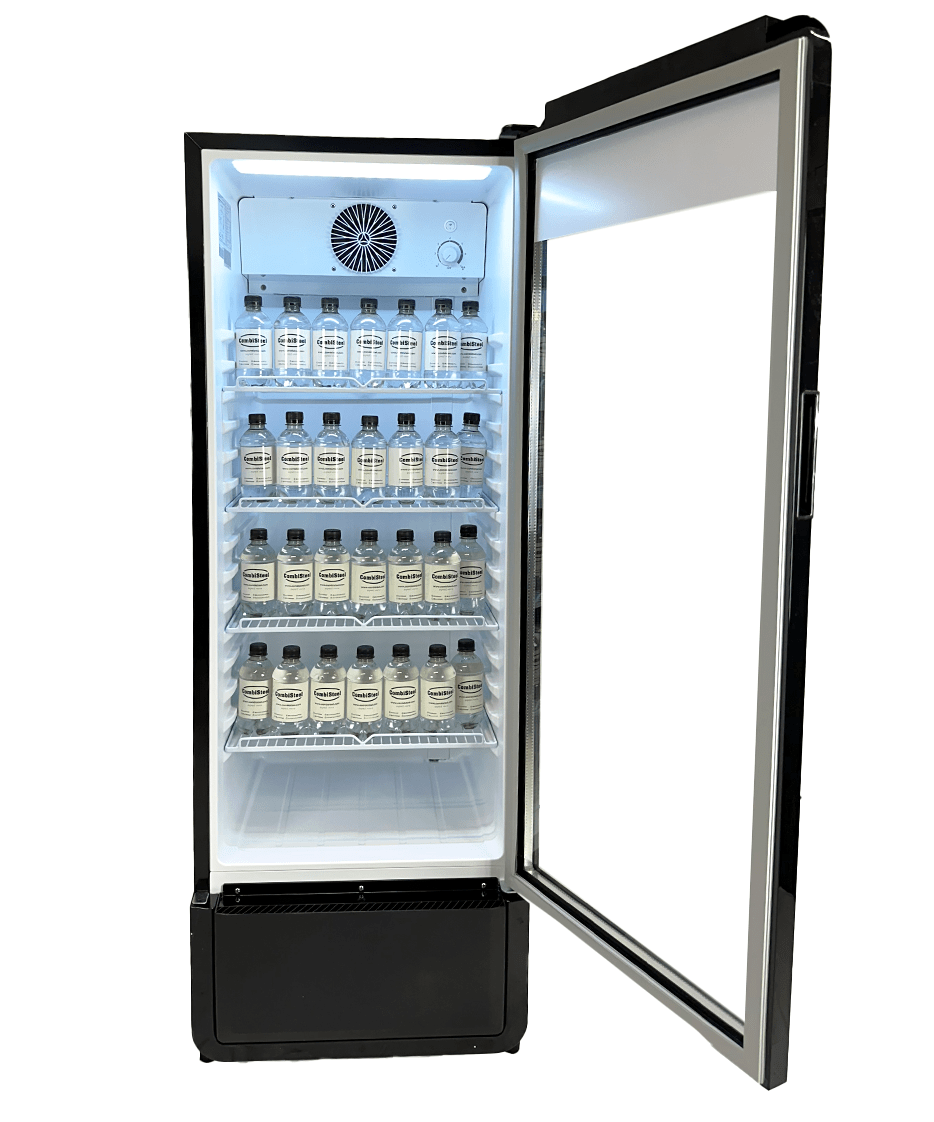 Glasdeur Koelkast | Laag Model | 240L | Zwart | +1°C/+10°C | Geforceerd | Wielen | 540x560x1525(h)mm