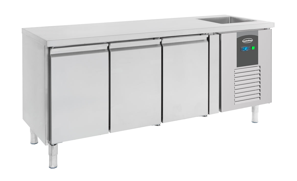 Koelwerkbank | STANDARD LINE | 400L | 3 Deuren (1/1 GN) | -2°C/+8°C | Geforceerd | Spoelbak | 2020x700x860(h)mm