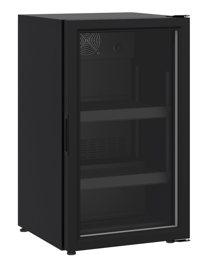 Koelkast Tafelmodel | Zwart | 145L | 1 Glasdeur | +4°C/+10°C | Geforceerd | 500x585x885(h)mm