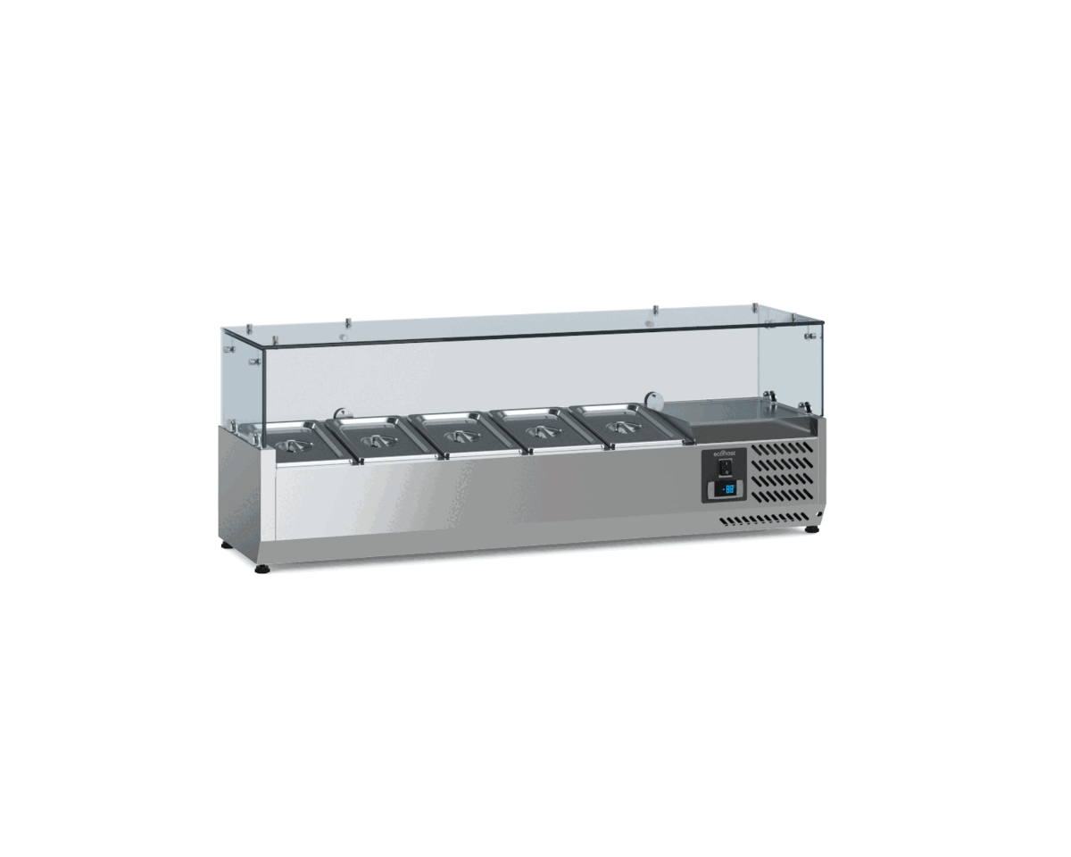Gekoelde Opzetvitrine | 5 x 1/4 GN | 1200x335x435(h)mm