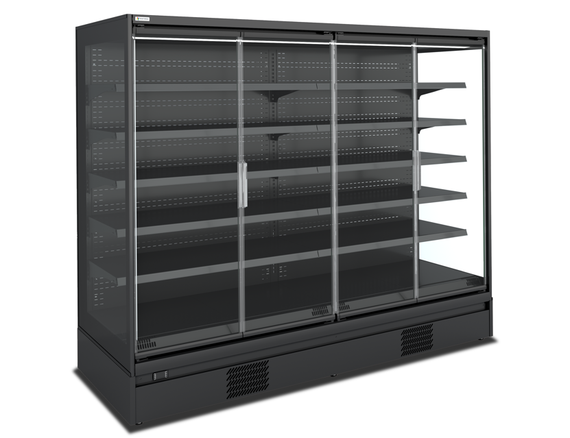 Wandkoeling Mike | Zwart | Draaideuren | 5 schappen | -1°C/+5°C | Geforceerd | 2560x865x2000(h)mm