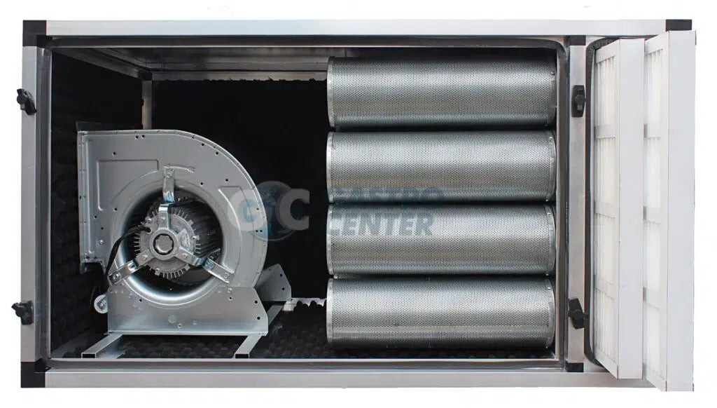 Geurfilterkast Compact | 4250 m3/h | 230v | 15 carbon filters met voorfilters