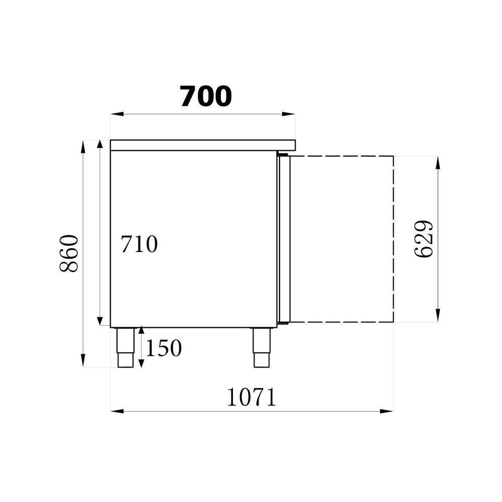 Combisteel Koelwerkbank | 553L | 4 Deuren | +2°C/+8°C | Geforceerd | 2230x700x850(h)mm | 7950.0084