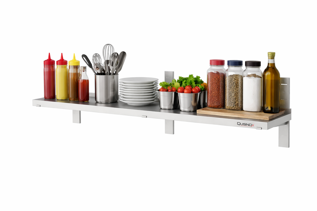 RVS Wandschap | Enkel schap | Compleet set